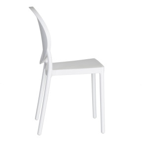 Lot de 4 chaises en résine blanche design empilable, Victoria