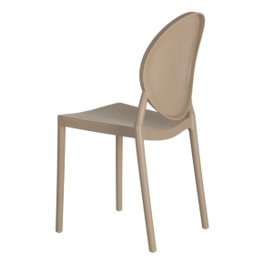 Lot de 4 chaises en résine taupe design empilable, Victoria