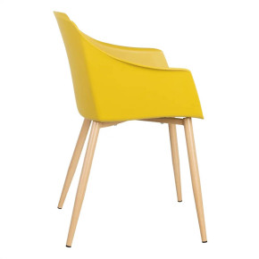 4 chaises jaune design en résine avec coussin