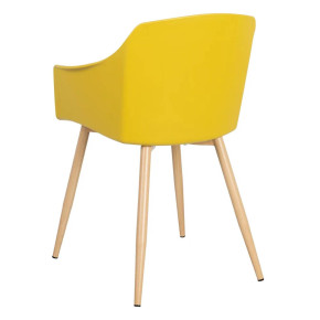 4 chaises jaune design en résine avec coussin