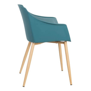 4 chaises turquoise design en résine avec coussin