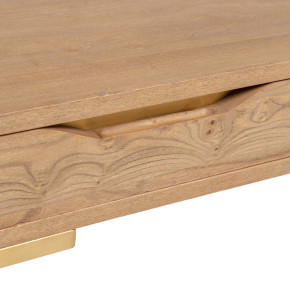 Console bureau 2 tiroirs en bois et métal doré, Malibou