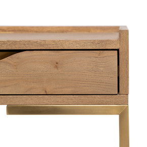 Console bureau 2 tiroirs en bois et métal doré, Malibou