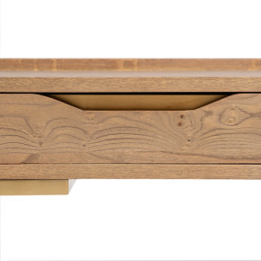 Console bureau 2 tiroirs en bois et métal doré, Malibou