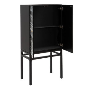 Commode haute en bois noir et blanc, Luxo