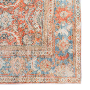 Tapis floral vieilli orange 80x180cm, Costu 