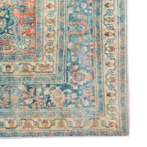 Tapis floral vieilli bleu 80x180cm, Costu 