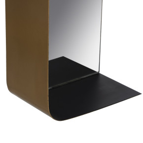 Miroir avec étagère en métal noir et doré, Mabou