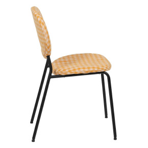 2 chaises bistrot en tissu motif vichy jaune