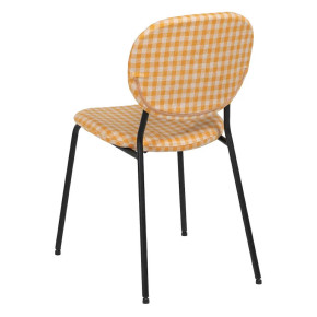 2 chaises bistrot en tissu motif vichy jaune