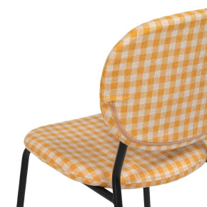 2 chaises bistrot en tissu motif vichy jaune