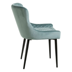 2 chaises en velours turquoise capitonnée