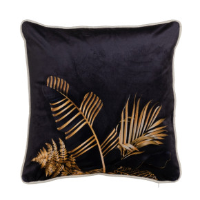 Coussin en velours feuille doré 45x45cm déhoussable, Daka