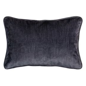 Coussin en velours anthracite 30x45cm déhoussable, Velos