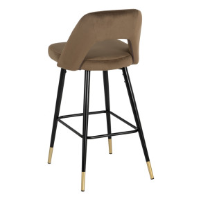 2 tabourets de bar velours marron dossier haut H105cm, Koto