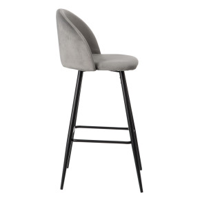 Lot de 2 tabourets de bar en velours gris, Kylo