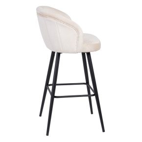 Tabouret de bar en velours ivoire H101cm, Masy