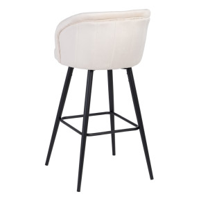 Tabouret de bar en velours ivoire H101cm, Masy