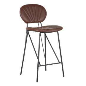 Lot de 2 tabourets de bar marron en simili cuir H97cm, Klaris