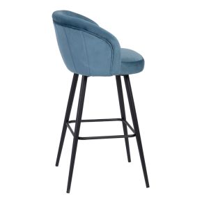 Tabouret de bar en velours bleu H101cm, Masy