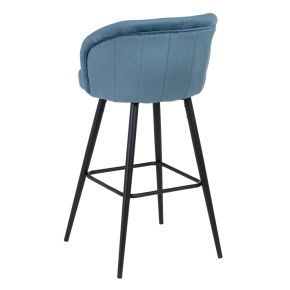 Tabouret de bar en velours bleu H101cm, Masy