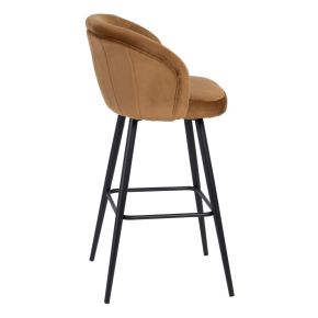 Tabouret de bar en velours ocre H101cm, Masy