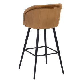 Tabouret de bar en velours ocre H101cm, Masy