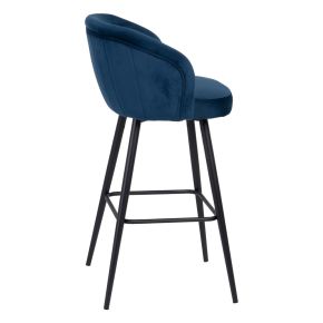 Tabouret de bar en velours bleu marine H101cm, Masy