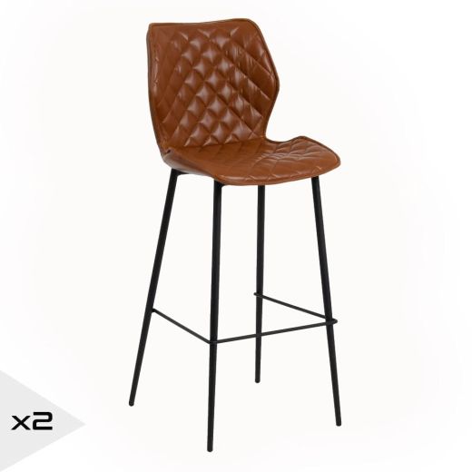 Tabouret de bar similicuir camel H100cm, Valdi