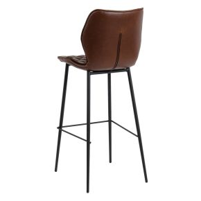 Tabouret de bar similicuir marron H100cm, Valdi