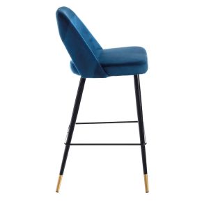 2 tabourets de bar velours bleu marine dossier haut H105cm, Koto