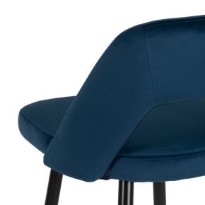 2 tabourets de bar velours bleu marine dossier haut H105cm, Koto