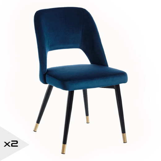 2 chaises en velours design bleu marine