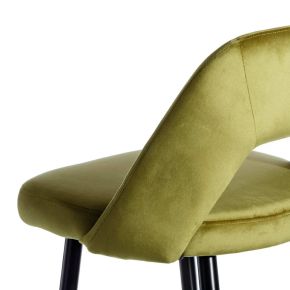 2 tabourets de bar velours vert dossier haut H105cm, Koto