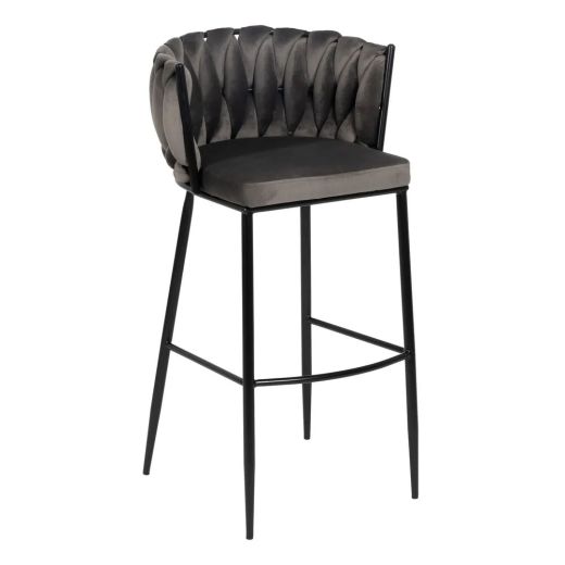 Tabouret de bar en velours gris H104cm, Maly