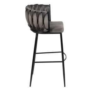 Tabouret de bar en velours gris H104cm, Maly