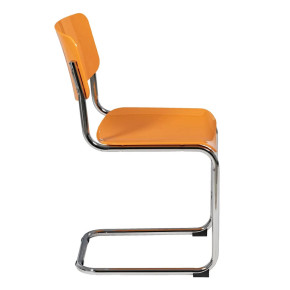 Chaise rétro orange et métal chrome