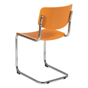 Chaise rétro orange et métal chrome