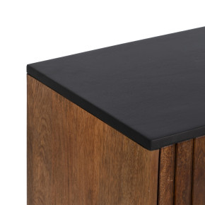 Buffet en manguier naturel foncé et métal laminé noir, Mazon