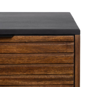 Buffet en manguier naturel foncé et métal laminé noir, Mazon