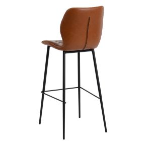 Lot de 2 tabourets de bar simili cuir camel H98,50cm, Vaudy