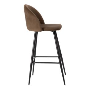 Lot de 2 tabourets de bar en velours taupe, Kylo