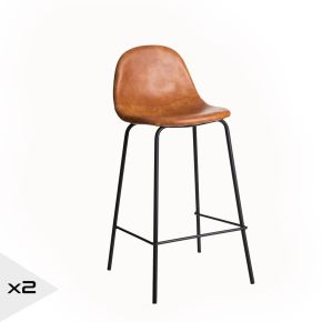 Tabouret de bar simili cuir camel H87cm, Karo