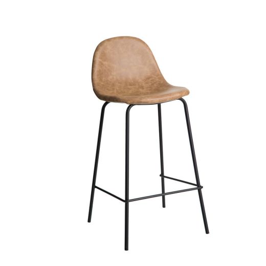 Tabouret de bar simili cuir taupe H87cm, Karo