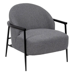 Fauteuil tissu chiné uni gris bouclette - Mandy