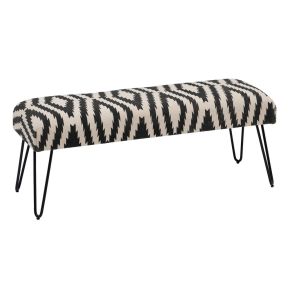 Banc tissu ethnique et métal 120x41,50x48cm, Nilai