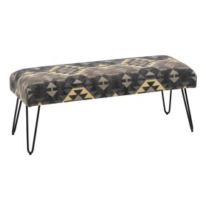 Banc tissu ethnique et métal 120x41,50x48cm, Nilai