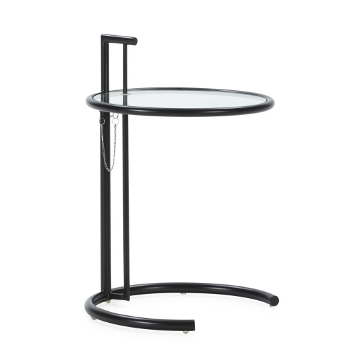 Bout de canape rond en métal noir réglabe Ø52cm, Assem