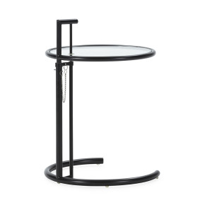 Bout de canape rond en métal noir réglabe Ø52cm, Assem