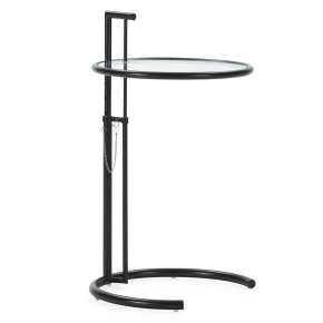 Bout de canape rond en métal noir réglabe Ø52cm, Assem